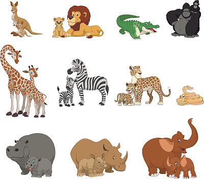 有趣的孩子、动物和父母图片下载