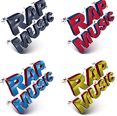 一套3d粉碎矢量说唱音乐词图片下载