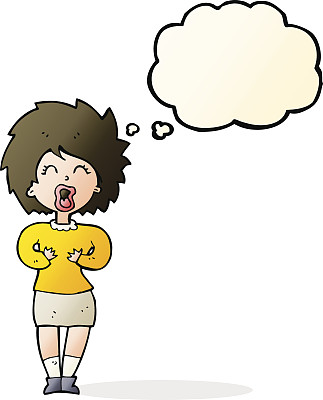 卡通尖叫女人与思想泡泡图片下载