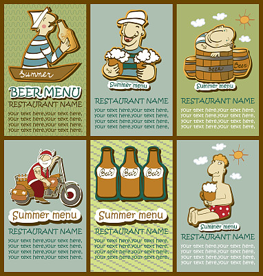 啤酒菜单标签套装图片下载