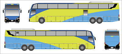 现代长公交矢量，彩色运动公交图片下载
