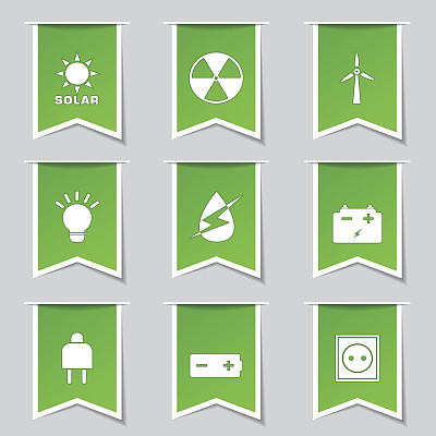 能源标志和符号标签向量绿色图标图片下载