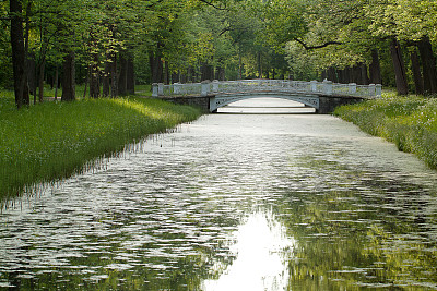 公园里的小溪和桥图片下载