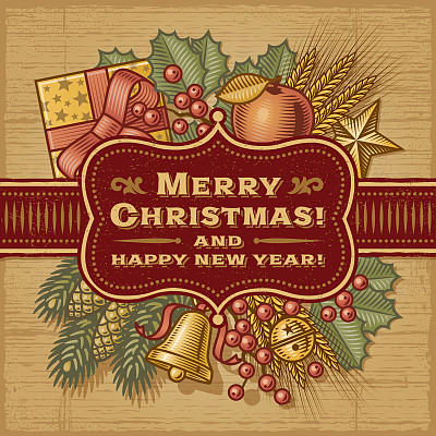 复古圣诞快乐卡片图片下载