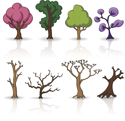 卡通树，向量集图片下载
