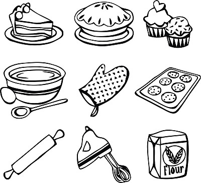 烘焙图标涂鸦线条艺术图片下载