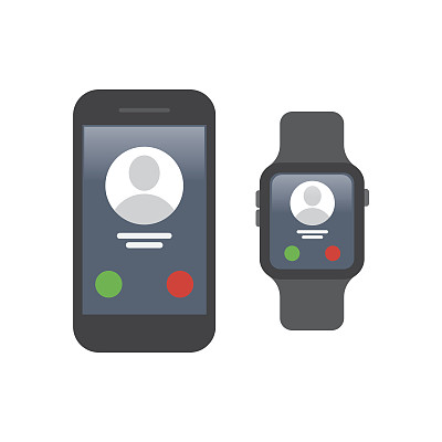 智能手机连接到智能手表。图片下载