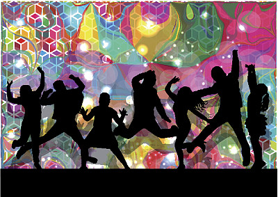 跳舞的人轮廓。抽象的背景。图片下载