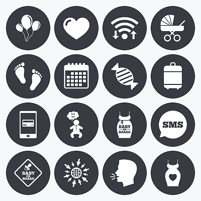 怀孕，产妇和婴儿护理图标。图片下载