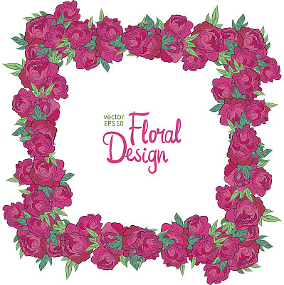 矢量框架与牡丹图片下载