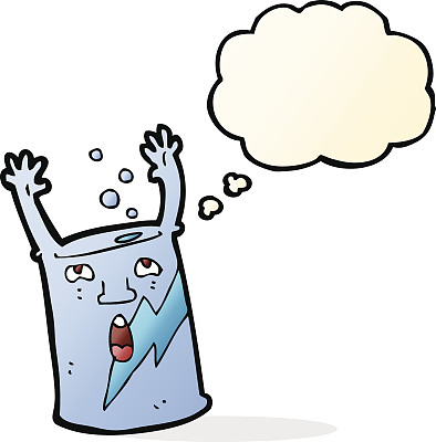 卡通汽水罐人物用思想泡泡图片下载