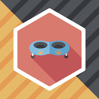 宠物狗碗与长影子的图标，eps10图片下载