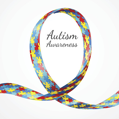 自闭症意识彩色拼图丝带图片下载
