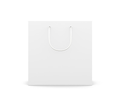 前视图纸袋与处理孤立的白色背景。图片下载