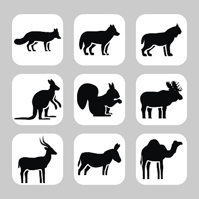 野生动物矢量图标收集。矢量符号。矢量图图片下载