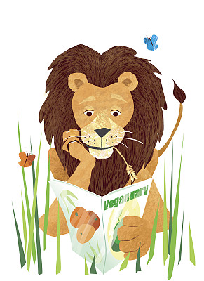 阅读素食杂志的狮子图片下载