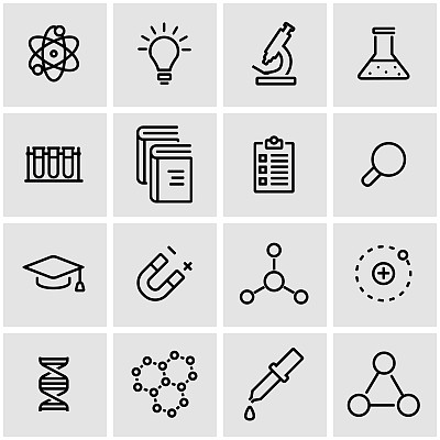矢量线性科学图标集图片下载