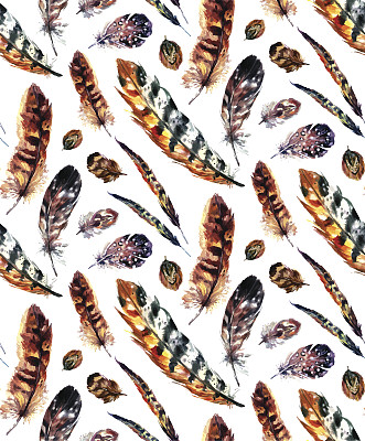 水彩羽毛无缝图案图片下载