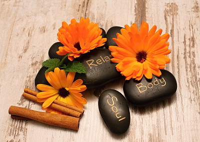 熔岩石和竹子图片下载