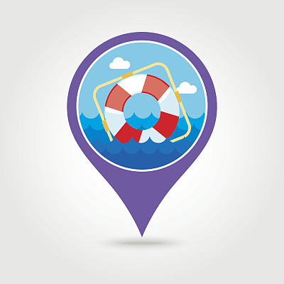 救生圈引脚地图图标。夏天。假期图片下载