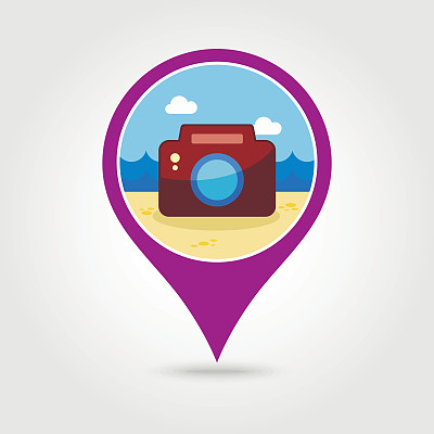照片相机引脚地图图标。夏天。假期图片下载