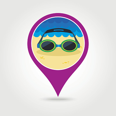 泳镜针地图图标。夏天。假期图片下载