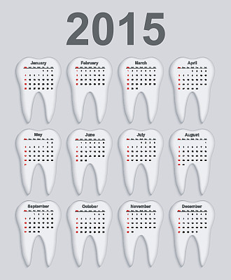 3d矢量牙科日历2015年。图片下载