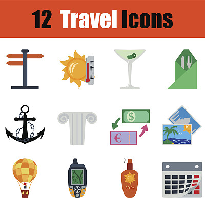 平面设计旅行图标集图片下载