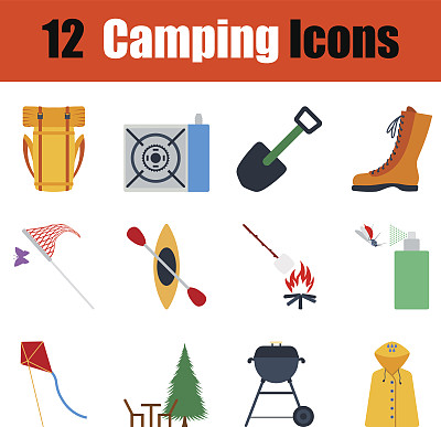 平面设计露营图标集图片下载