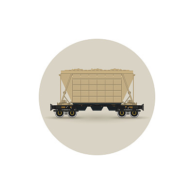 图标料斗车运输货物，矢量插图图片下载