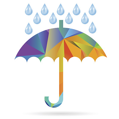 伞色的多边形剪影图片下载