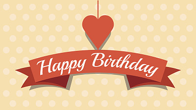 爱心生日卡片，矢量插图图片下载