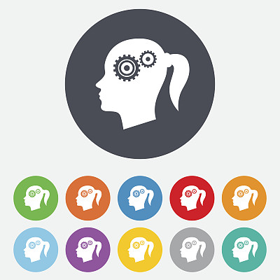 头部有齿轮标志图标。女女头图片下载