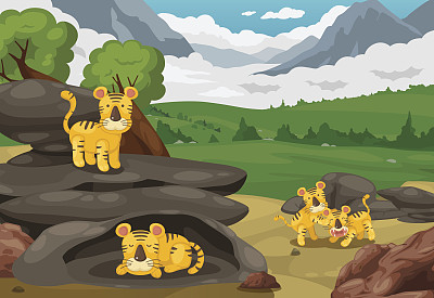 山虎景观背景向量图片下载