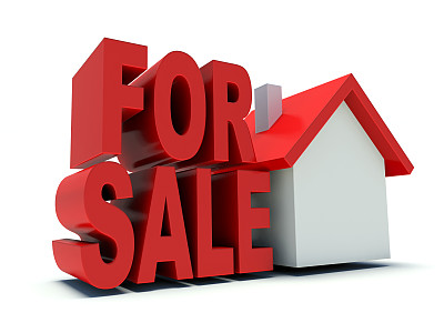 待售的房子。房地产广告符号。3 d渲染插图。图片下载