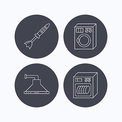 洗碗机，洗衣机和搅拌机图标。图片下载