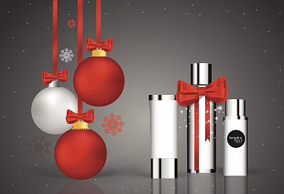 化妆品包装，节日礼品。矢量插图。图片下载