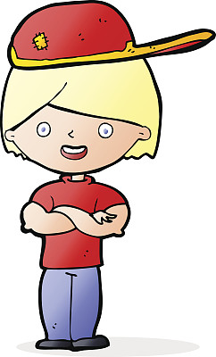 戴着帽子的卡通男孩图片下载