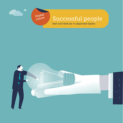 一个戴着手套的大手给一个商人一个灯泡图片下载