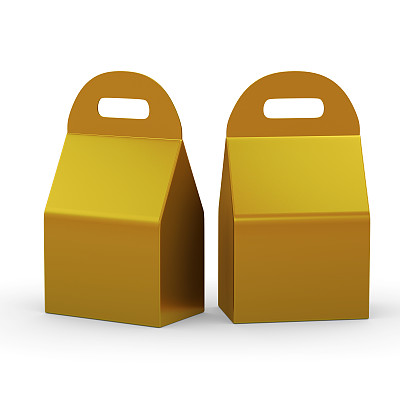 带手柄的金色平底盒子，包括剪切路径图片下载