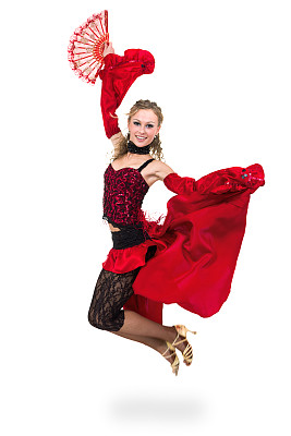 年轻女子翩翩起舞，全身孤立于白茫茫之中图片下载