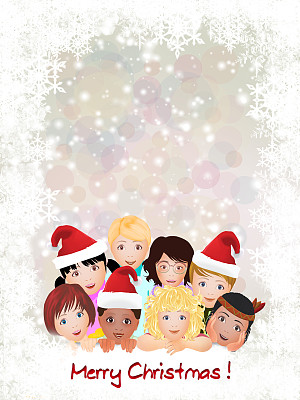 快乐的孩子们庆祝圣诞节图片下载