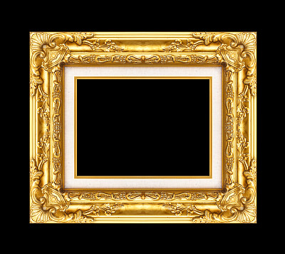 复古金色框架和空白空间上的黑色，裁剪路径图片下载