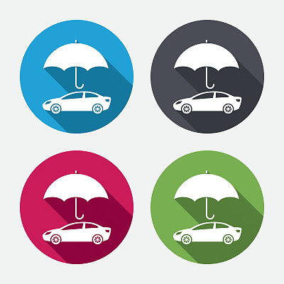 汽车保险标志图标。保护的象征。图片下载