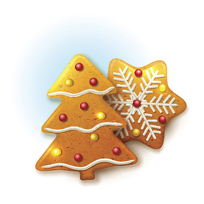 用姜饼装饰的圣诞图标图片下载