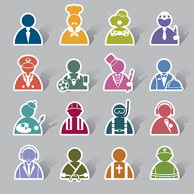 职业彩色图标标签图片下载