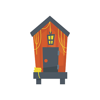 带灯笼的红海滩小屋图片下载