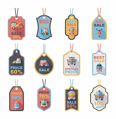 运输标签平面设计背景集，eps10图片下载