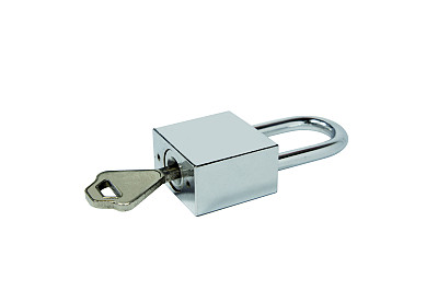 挂锁和钥匙隔离在白色背景上图片下载