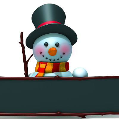 雪人与黑色板3d插图图片下载